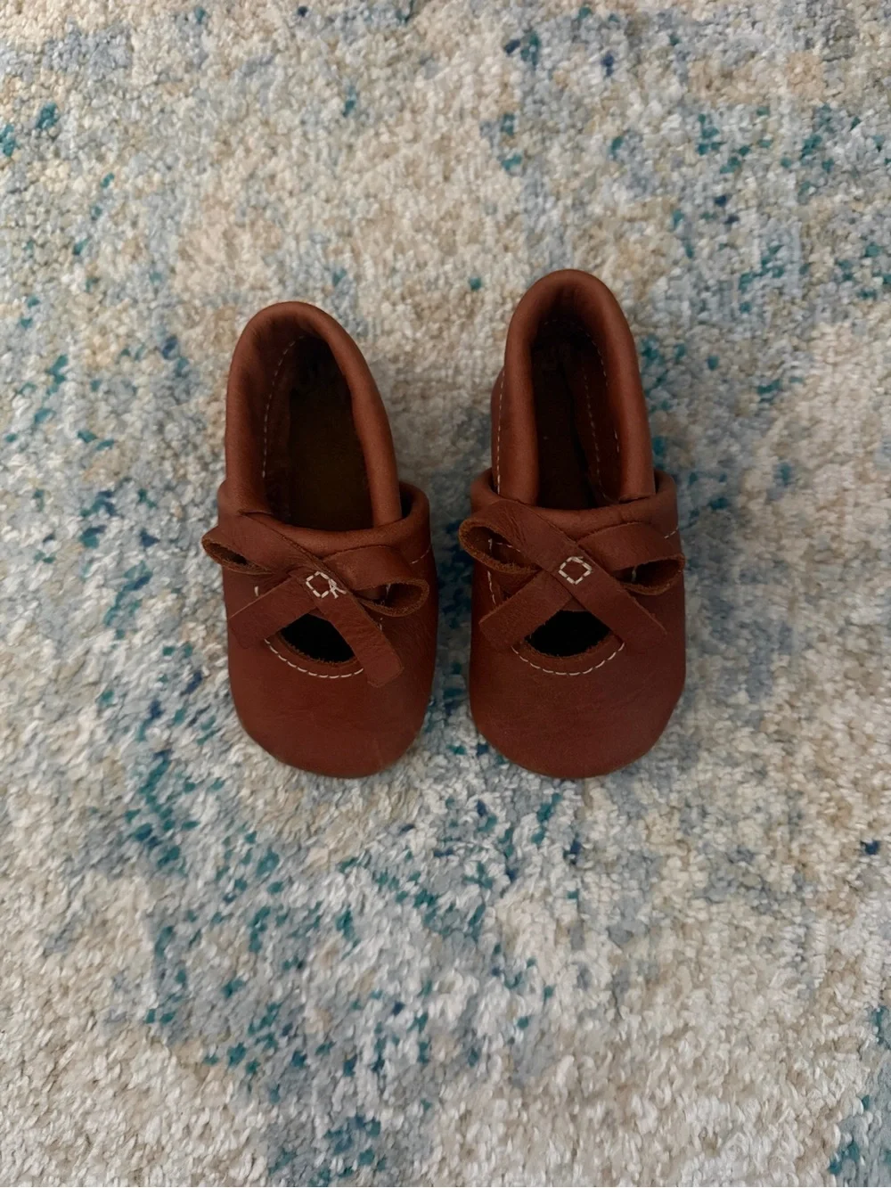 Brown Leather Bow Mary Jane Shoes
